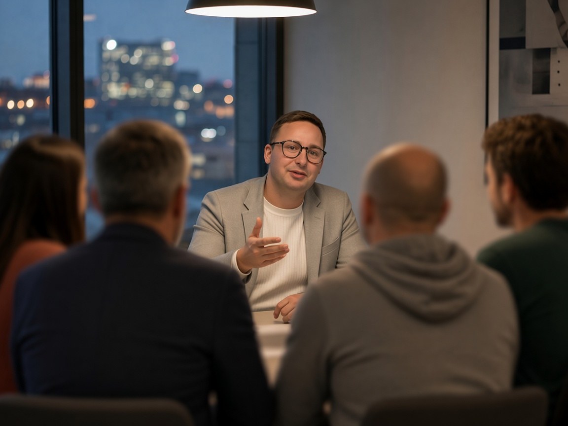 A CORE advisor in conversation with a leadership team
