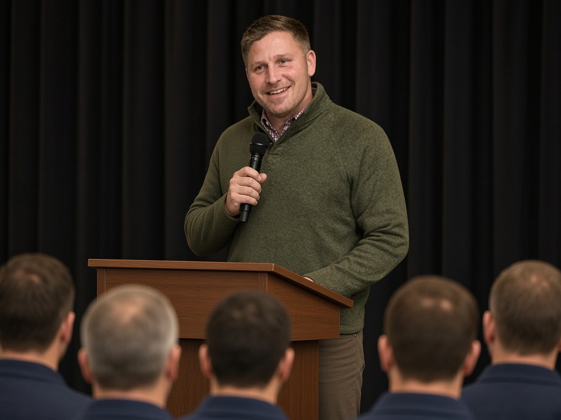 A CORE speaker answering questions at a company town-hall